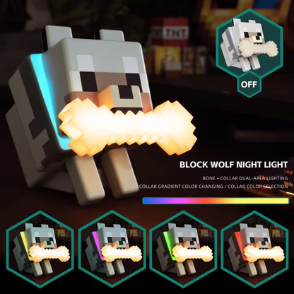 Pixel Wolf LED Night Lamp