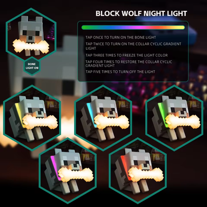 Pixel Wolf LED Night Lamp